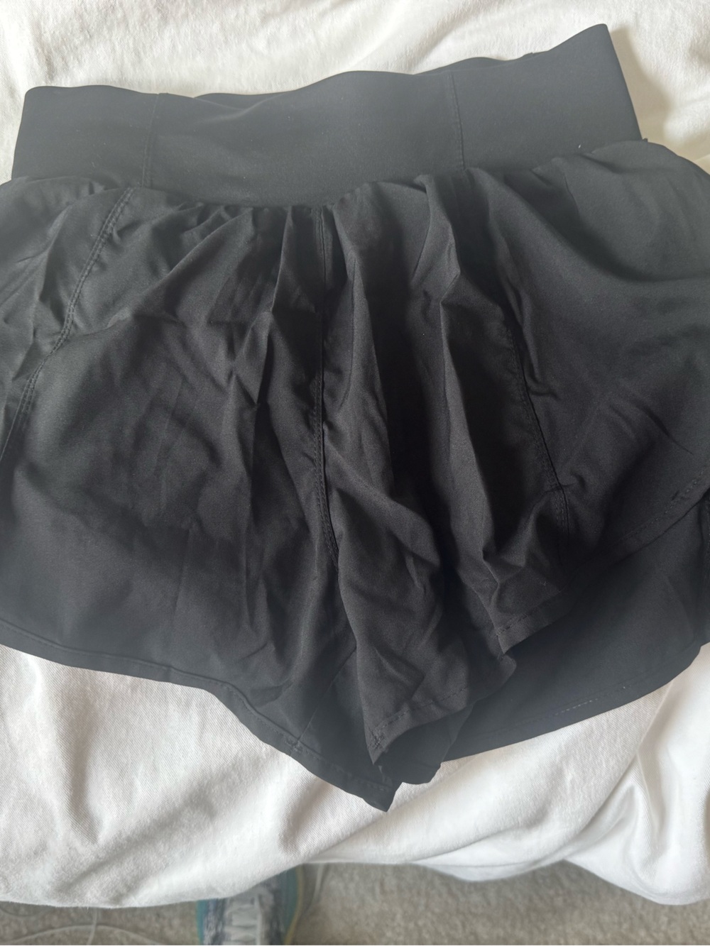 Lulu Black Athletic Shorts with built -In Shorts